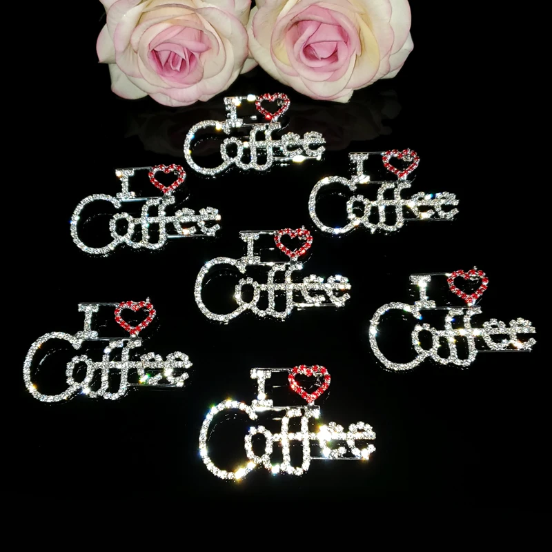

Fantastic Design Handmade Brooch Pins "I Love Coffee" Saying Words Lapel Pins Gift Crystal Letters Jewelry&Accessories WHOLESALE