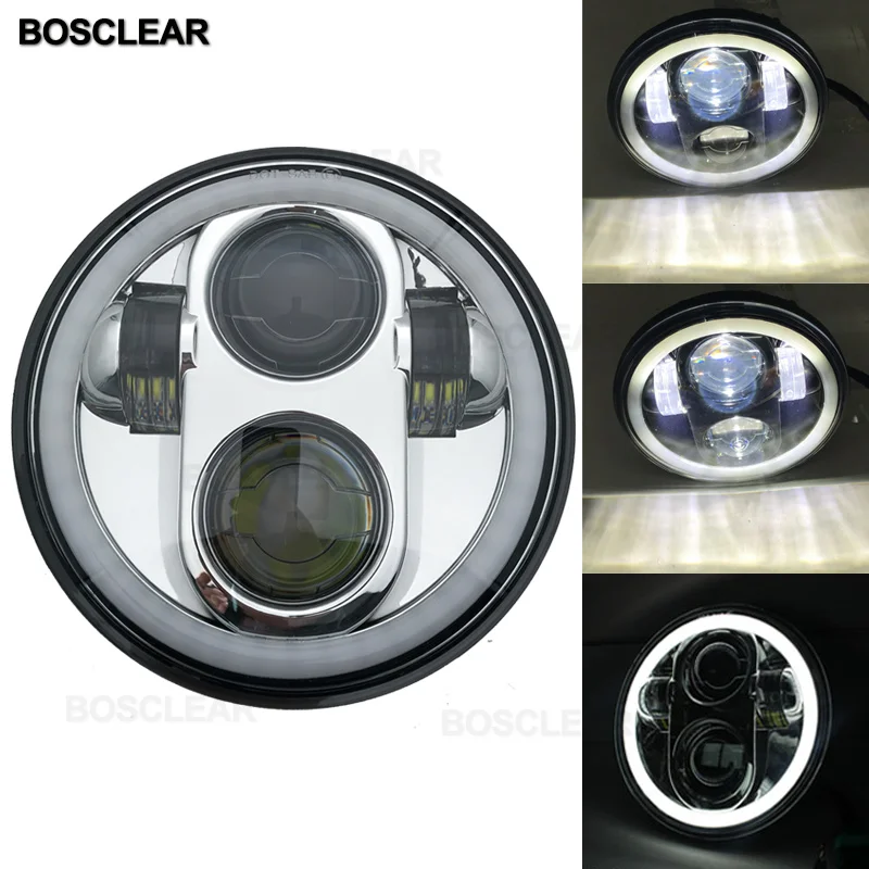 5,7" 5-3/4" мотоциклетная светодиодная лампа проектора фара для Sportster Dyna Street Bob FXDB touring softail touring электр glide - Цвет: 40w sliver 3