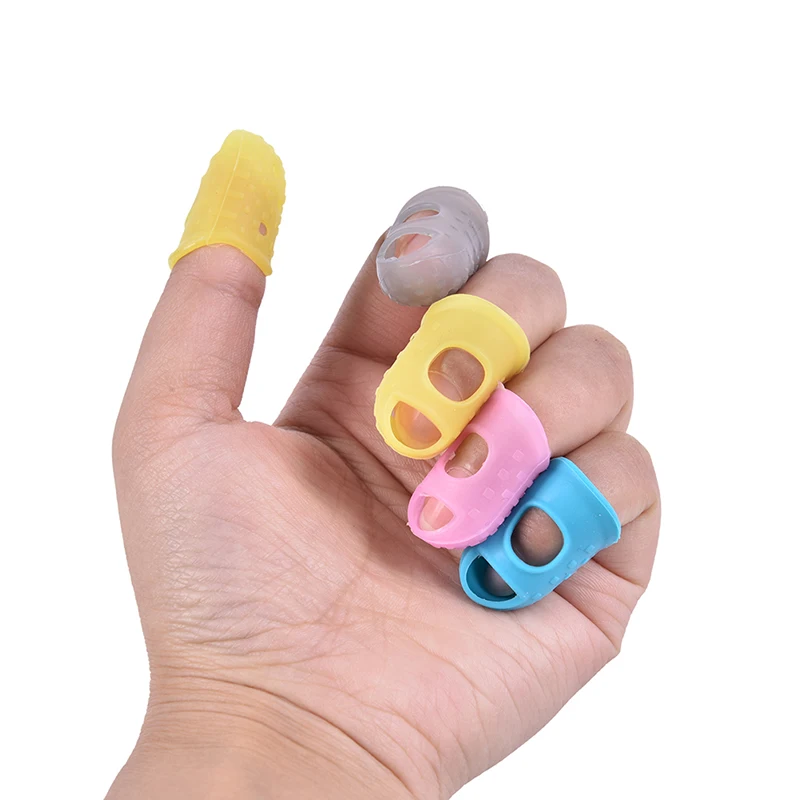 Silicone Guitar Thumb Finger Picks Protector Plectrum Fingertip thimble Finger Guard safety protect caps 4 Colors 10pcs guitar finger guards,guitar picks