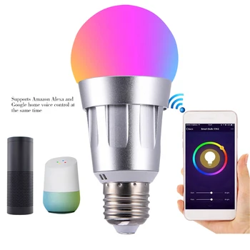 

7W WiFi Smart Light Bulb E26 LED RGB Lamp Work with Alexa/Google Home 85-265V Dimmable Timer Function Remote