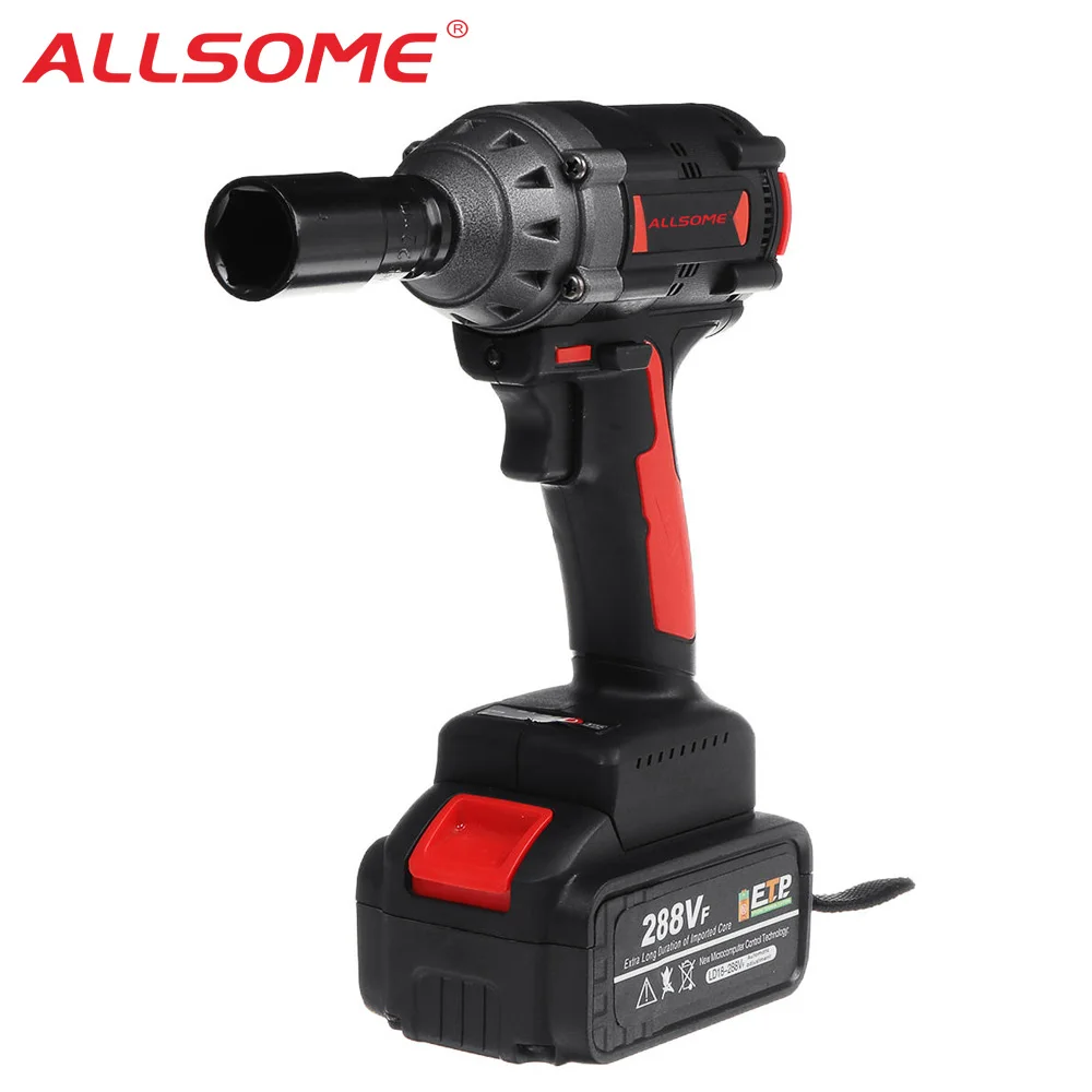 

ALLSOME 288VF 600NM Max Brushless Impact Wrench Li-ion Battery Brushless Motor Electric Wrench Power Tool With Charger Sleeve