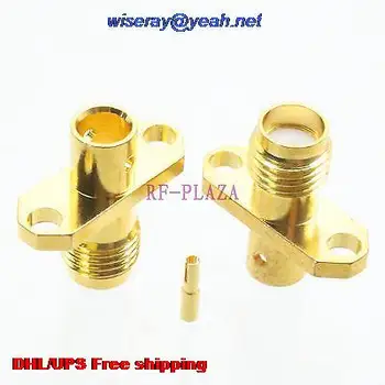 

DHL/EMS 200pcs Connector SMA female 2-holes flange solder semi-rigid RG402 0.141" cable -A3