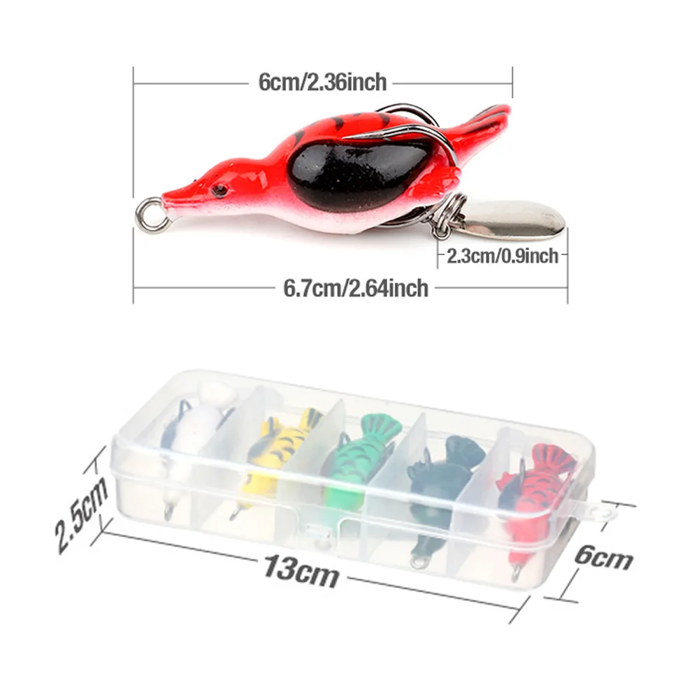 Duck 6cm 6.6g 5pcs DONQL, 5 шт., искусственные мягкие рыболовные приманки, Ray, лягушка, утка, силиконовая ложка, Тролли, Мягкая приманка, двойной крючок, воблеры, джиг, рыболовные приманки - Цвет: Duck 6cm 6.6g 5pcs