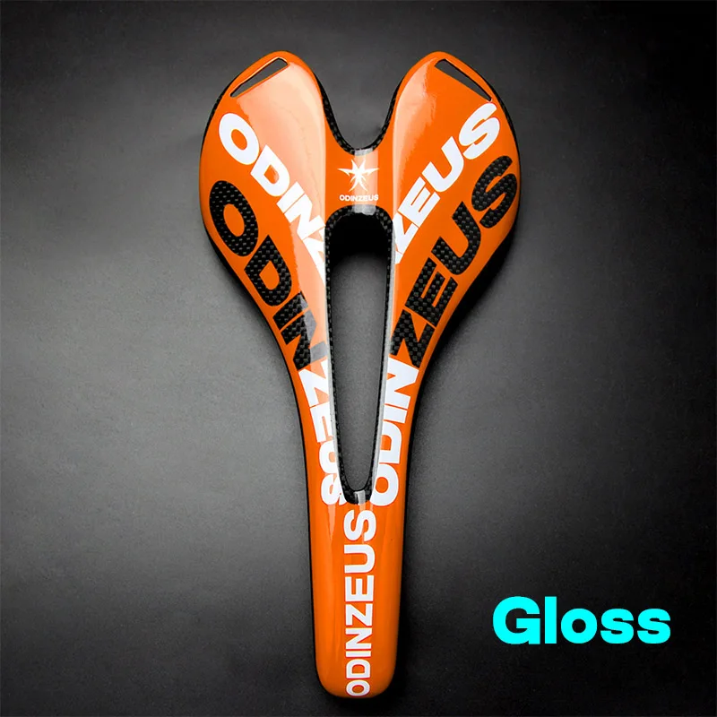 Gloss Orange Odinzeus, супер светильник, полностью углеродное волокно, 3K Глянец/матовое седло для горного велосипеда, шоссейное/MTB Велосипедное карбоновое складное переднее седло для велосипеда - Цвет: Gloss Orange