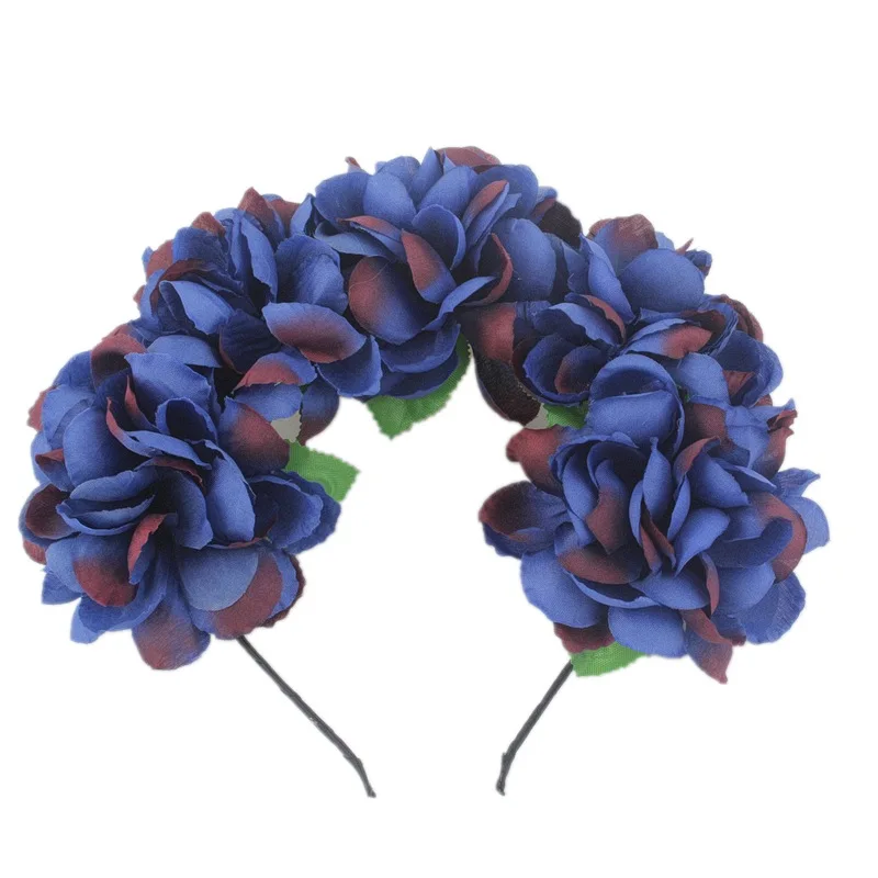 

Fashion Bride Floral Flower Crown Headband Hairband For Women Wedding Hair Garland Headpiece Christmas Hair Accessories