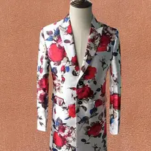 N New Mens Slim Long Flower Jacket/party/stage Performance/club Stuido/can Customs Size/other Patterns Available Pls Contact
