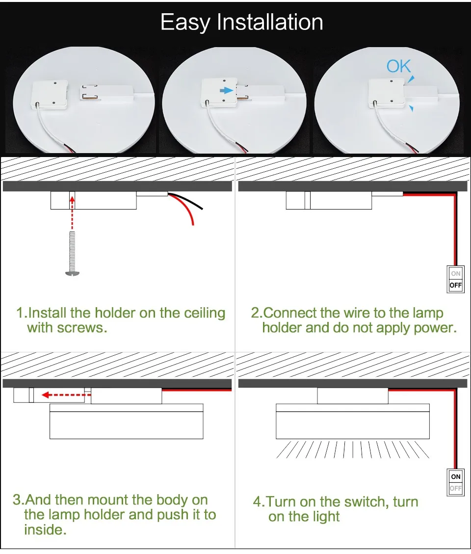 PIR Sensor Light 48W 36W 24W 18W 13W 9W Modern Surface Mount Ceiling Lamp Fixture for Living Room Kitchen Foyer Ceiling Light