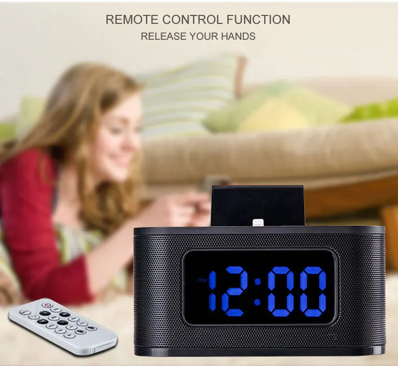 MFI Сертификация LED Будильник с fm радио Bluetooth динамик USB зарядка AUX вход для