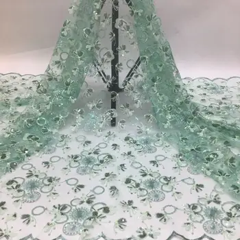 

Green Nigeria sequin lace fabric Nigeria lace fabric embroidery African tulle French lace fabric ladies LCD9220