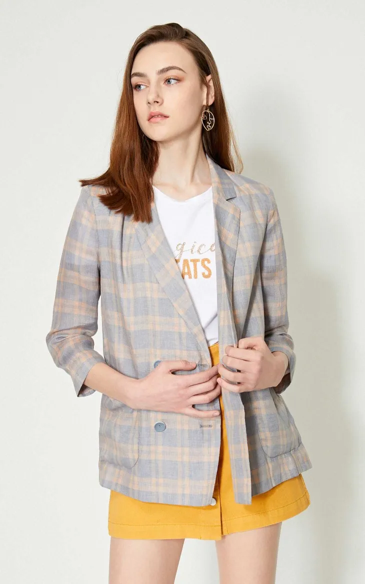 Vero Moda женский льняной клетчатый Тонкий Блейзер | 319208534