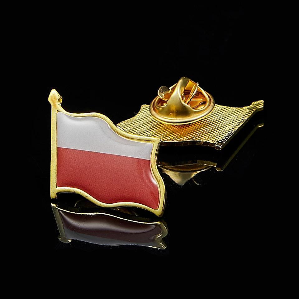 

Poland Epoxy National Flag Gold Plated Lapel Pin Badge Brooch