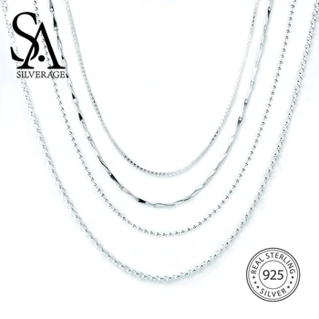 SA SILVERAGE S925 Silver Necklace 16/18 Inch S925 Sterling Silver Accessory Chain Matching