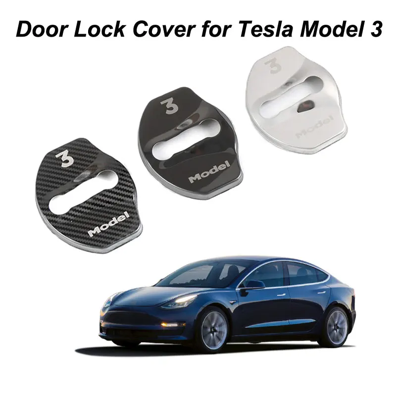 

Door Lock Cover For Tesla Model 3 Stainless Steel Protective Covers for Tesla Model3 2017 2018 2019 4PCS/SET Black Cover
