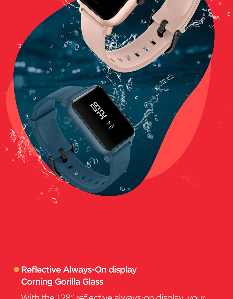 Английская версия Amazfit Bip Lite умные часы Huami Amazfit Bip Lite Мужские часы 45 дней Срок службы батареи 3ATM пульсометр часы