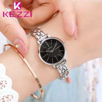 

KEZZI Simple Women Stainless Steel Bracelet Watches Ladies Multi Cutting Surface Mirror Small Dail Quartz Watch 3 Colors