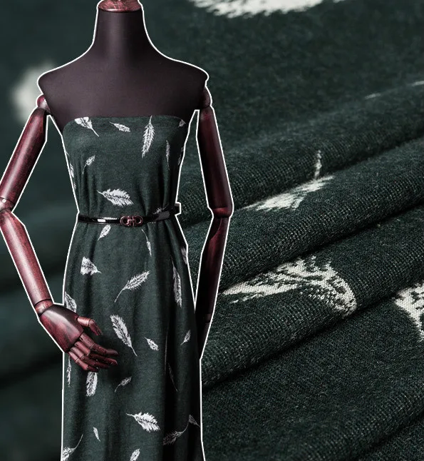 Осень и зима модные ткани трикотажный бархат высокого класса материал ШЕРСТЬ; жаккард платье перо вельвет с узором