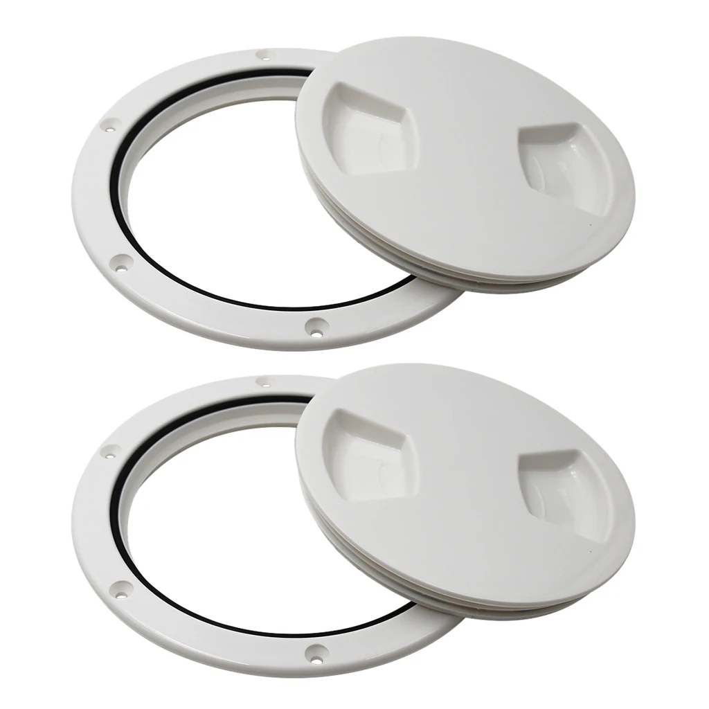 2pcs 5-1/2 Inch Deck Plate Waterproof Inspection Hatch Cover Lid Screw Type for Kayak Boat Fishing Rigging, White