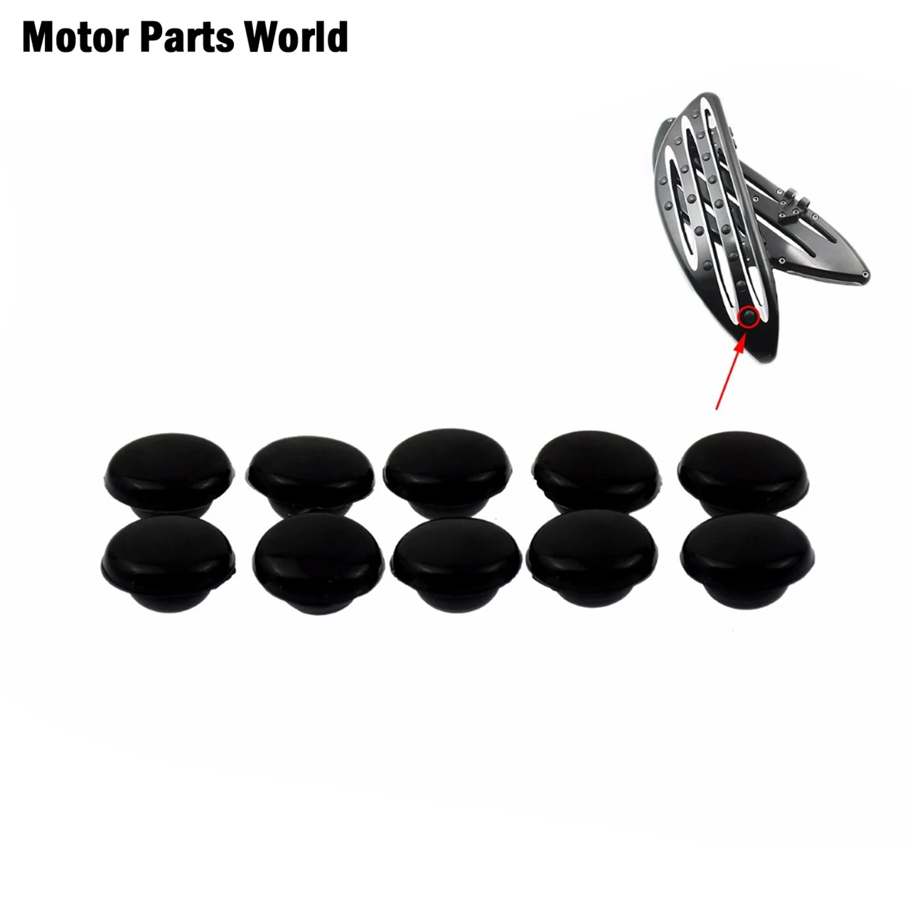 

Motorcycle 10pcs Floorboards Rubber Pads Gloss Black Foot Rest Footpeg Caps For Harley Touring Street Road Glide Softail Dyna