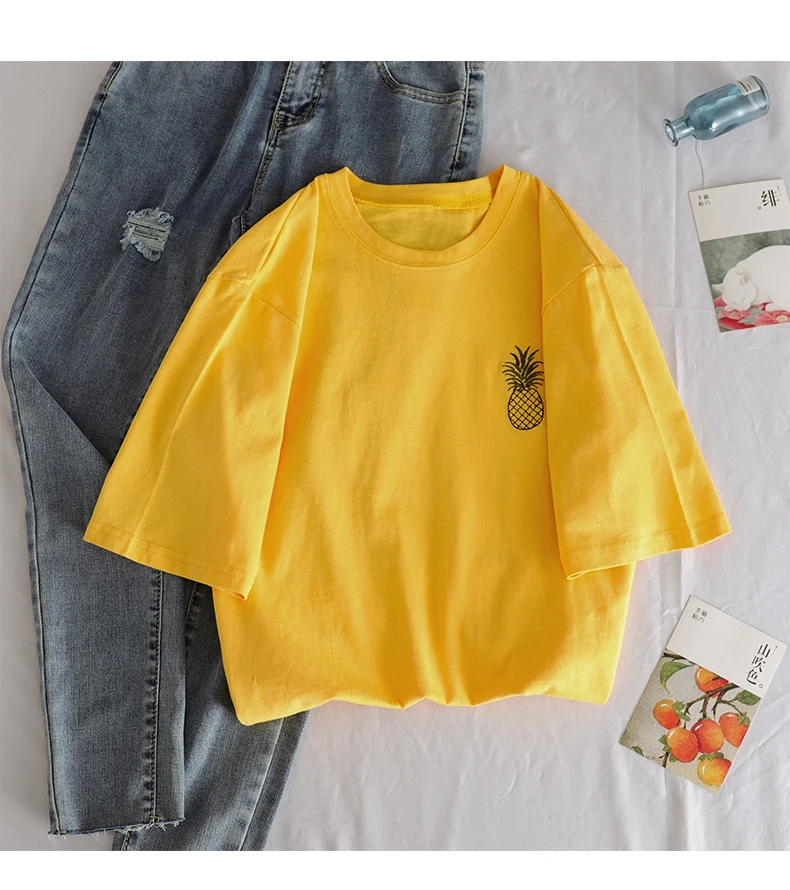 Xian 507 huang 90s модная женская футболка Kawaii с принтом морковки, с коротким рукавом и круглым вырезом, Винтажная Футболка Ullzang, Harajuku, женские футболки - Цвет: Xian 507 huang