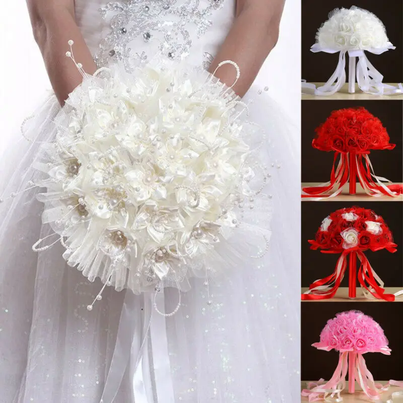 

Romantic Wedding Bride Holding Flower Romantic Fashion Colorful Foam Flowers Bridal Artificial Silk Holding Flowers