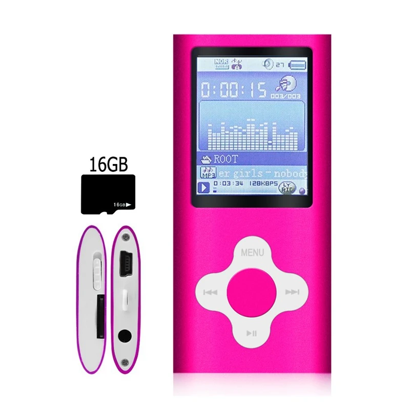 Стильный Mp3/Mp4 плеер с 16 Гб Micro-Sd карты, поддержка просмотра фото, мини Usb порт 1,8 ЖК-дисплей, Цифровой музыкальный плеер, медиаплеер, МП