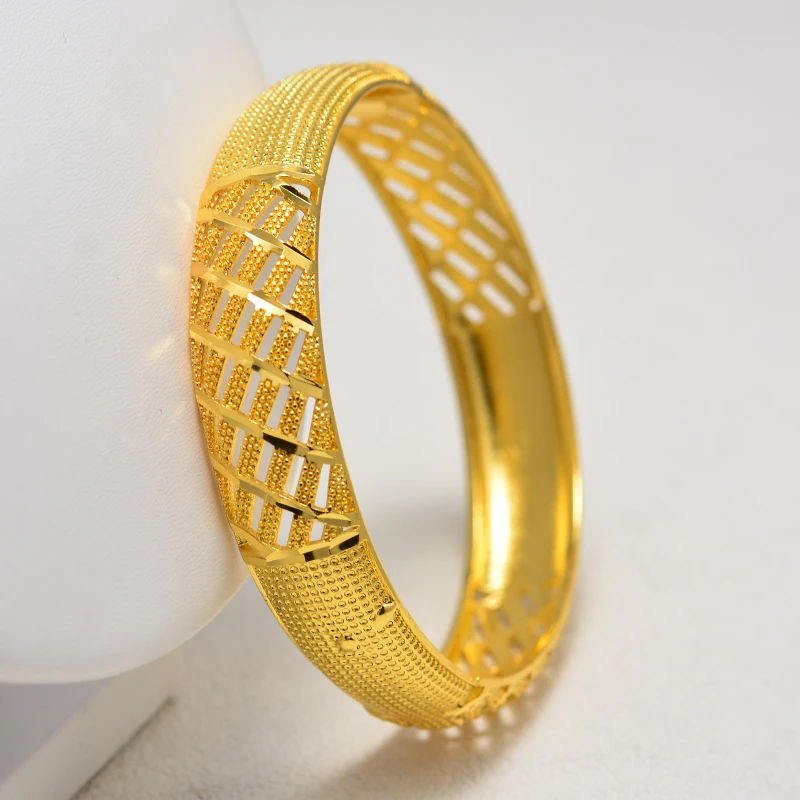 Annayoyo золотые браслеты для женщин Дубай невесты свадебные ювелирные изделия браслет мужчин Ближний Восток африканские подарки регулируемый размер 1 шт