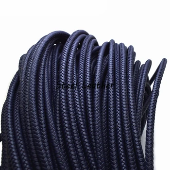

2m/lot Approx 6mm Navy Braided Leather Cord Findings Bracelets Accessories Round Leather Rope For DIY Bracelet Jewelry