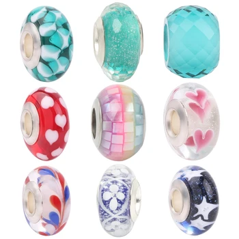 

High quality Original European Colorful Lampwork Glass Beads Murano Aolly Charm Beads Fit Brand Girl DIY Bracelets Bangles