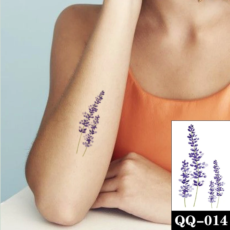

Fashion Lavender Waterproof Temporary Tattoo Sticker Purple Design Fake Tattoos Flash Tatoos Arm Neck Body Art for Women Girl