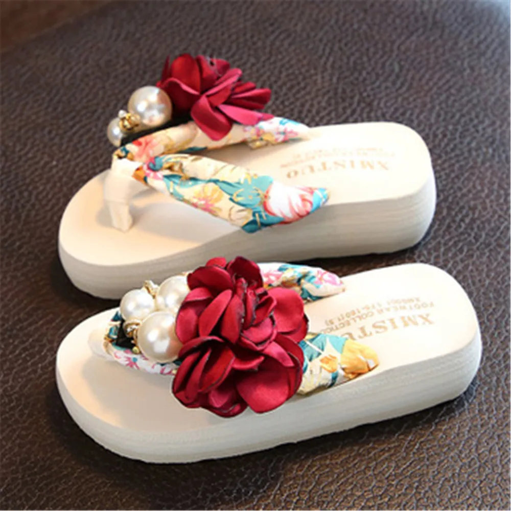 Girls Sandals Toddler Slippers Rubber Child Home Shoes Flowers Princess Non-slip Slides for Girls Large Slipper Outdoor Shoes