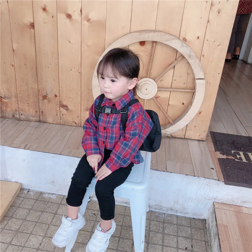 Autumn New Style Korean-style Childrenswear Men And Women Child Baby Plaid Casual Shirt Versatile Shirt