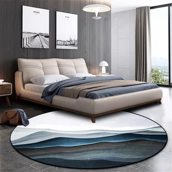 

Wishstar Blue Mountain Peak Round Floor Mat Landscape Pattern Carpet For Modern Living Room Bedroom Beside Mat Rugs