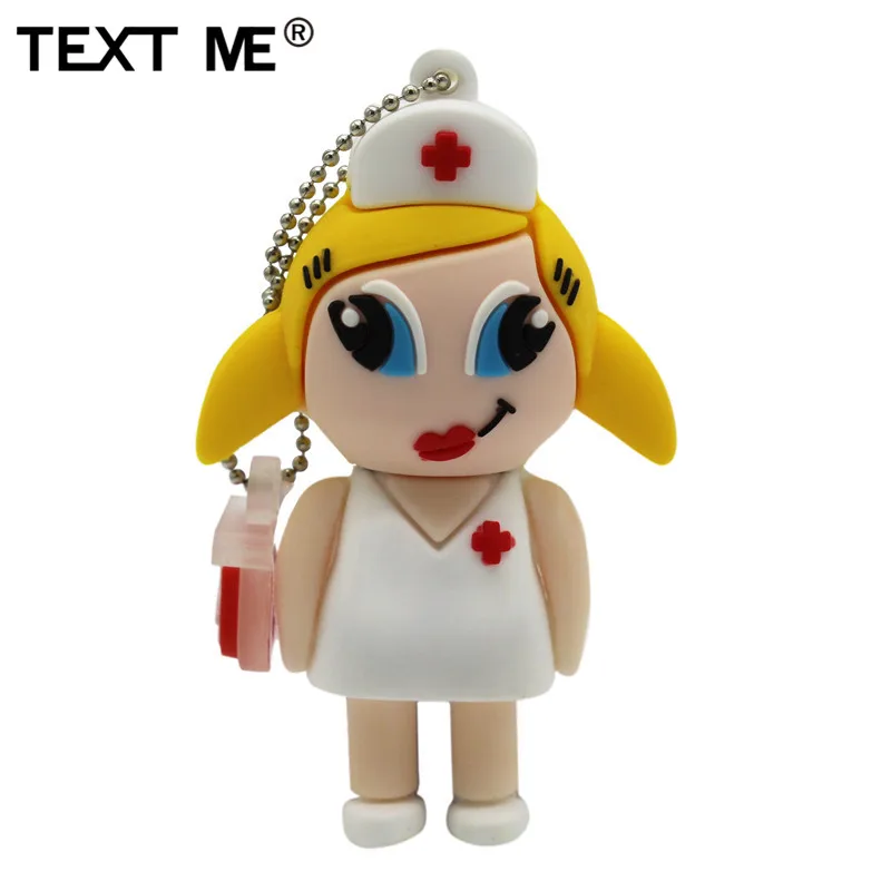 TEXT ME мультяшная модель медсестры usb2.0 4 ГБ 8 ГБ 16 ГБ 32 ГБ 64 ГБ флеш-накопитель USB флеш-накопитель креативный Подарочный флеш-накопитель