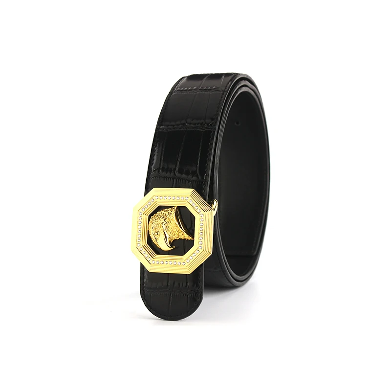 2021 new Men leisure luxurious stainless steel buckle belt top leather crocodile pattern belt for Gentleman's cowhide belt