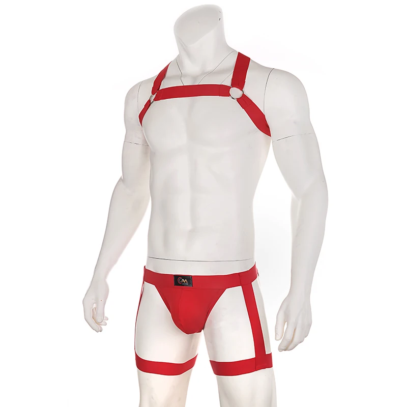 Cosplay Costume Mens Bondage Lingerie Underwear Men Sexy Harness Straps Bondage Leg Belt Lingerie Elastic Erotic Fetish Hollow Costume Set Hombre
