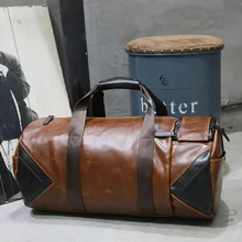 Мягкая кожаная дорожная сумка в винтажном стиле, Большая вместительная сумка для багажа, Мужская Корейская Портативная сумка для путешествий, сумка через плечо