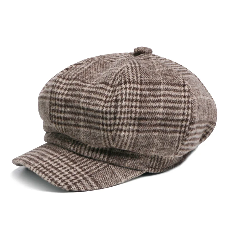 Fashion Newsboy Beret Cap For Men And Women Cabbie Octagonal Hat Golf Driving Beret Summer Winter Autumn Retro Lattice Plaid Hat