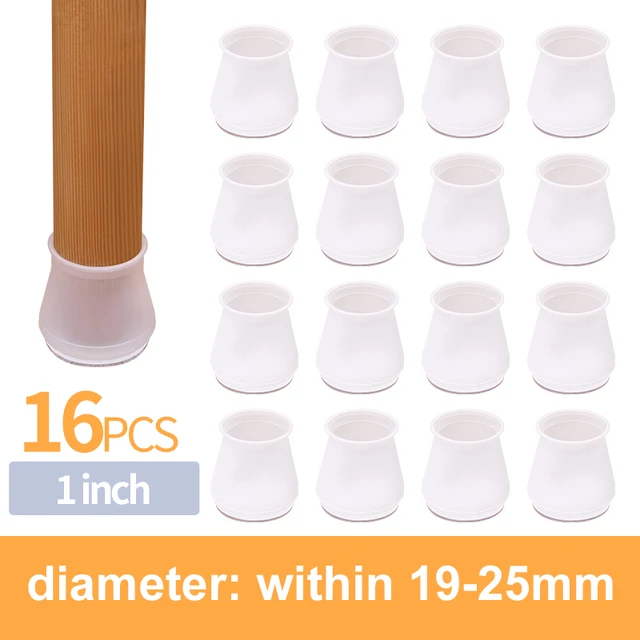 16PCS Silicone Chair Leg Cover Felt Bottom Round Square Furniture Feet Caps Floor Protector Pads for Chair Leg Black Brown White DIA 19-25mm 16PCS