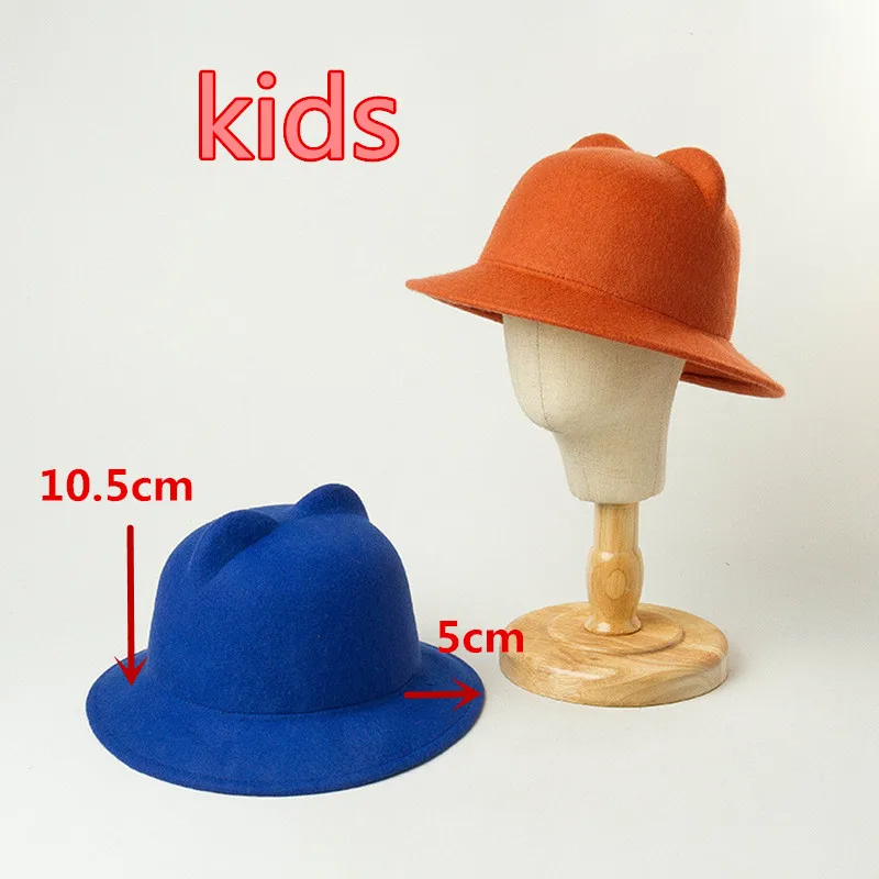 01910-HH9005 wool winter solid bear ear cute kids 54cm head size children sun cap leisure hat