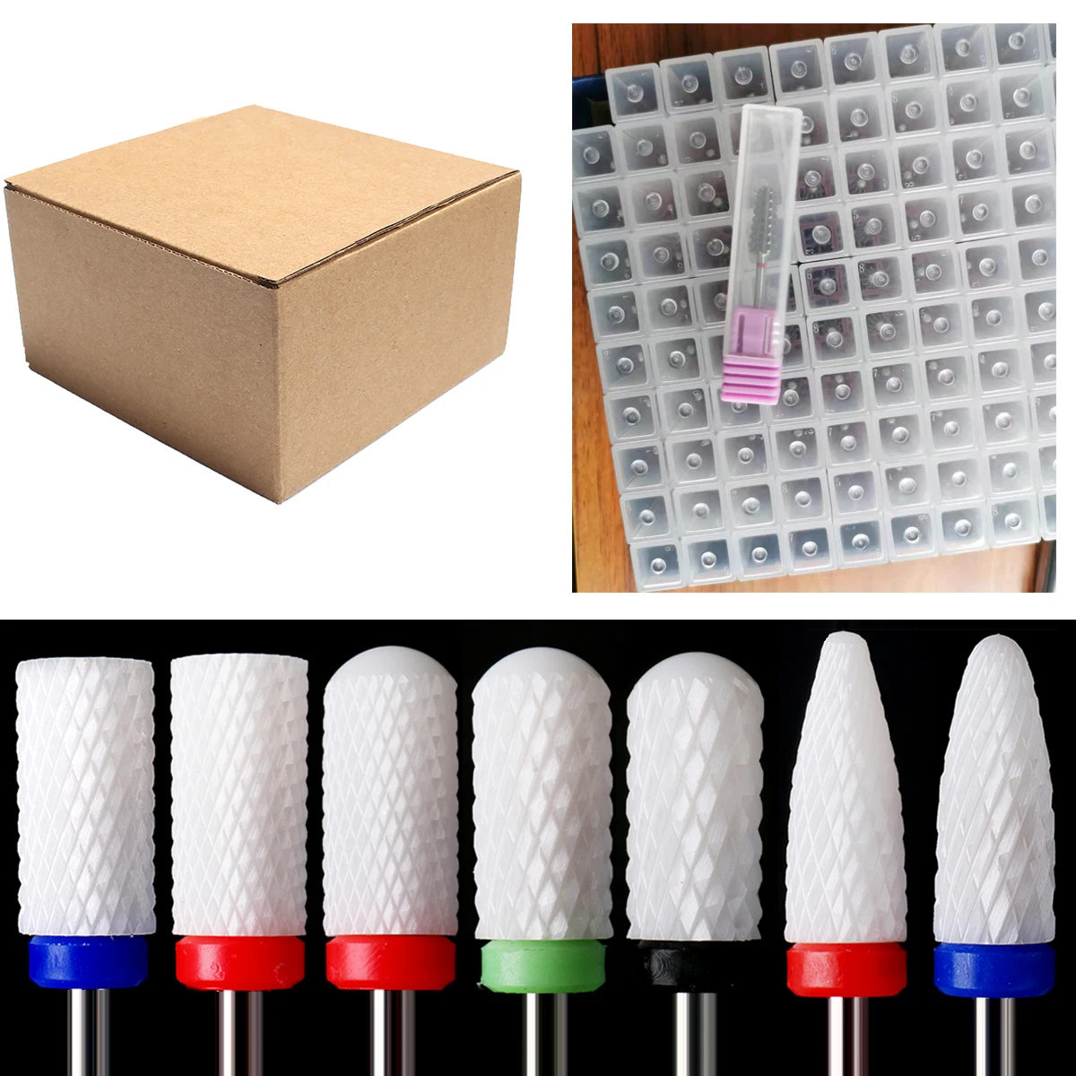 

Factory Wholesale 100pc/Set Ceramic Nail Drill Bit Rotate Burr Milling Cutter For Electric Manicure Rotary Machine Nail Art Tool