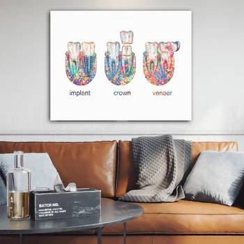

WANGART colorful Tooth Print Dental Wall Art Canvas Painitng Dentist Gift Hygienist Office Decor Clinic Decor