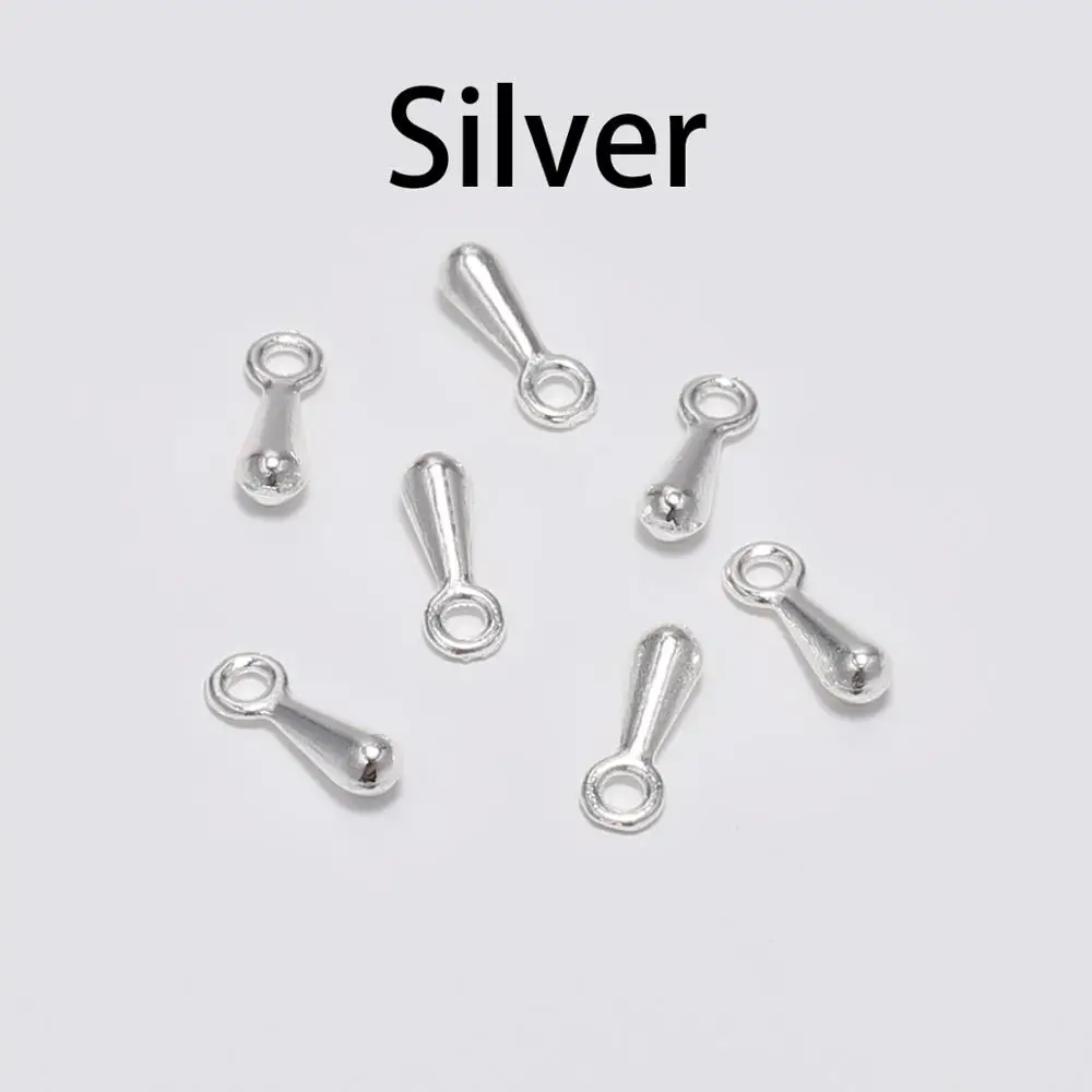 Silver 200 шт./лот, 2*7, 3*9 мм, золото/серебро, медь, капли воды, бусины для DIY, удлиняющая цепь, подвеска, ювелирные изделия, фурнитура, аксессуары - Цвет: Silver