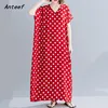 cotton satin plus size vintage Polka Dot women casual loose long summer beach dress elegant clothes 2022 ladies dresses sundress ► Photo 1/6