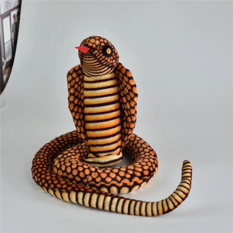 Funny Simulation Cobra and Python Snake Plush Toys Horror Real Life Zodiac Boa Spotted Snake Stuffed Dolls Kids Halloween Party Toys (3)