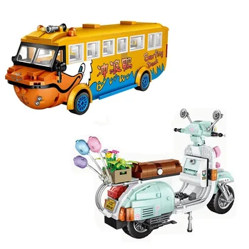

Mini Blocks Technic Car Model Bricks Surf Duck Amphibious Bus 1115 Sheep Motorcycle Building Blocks Travel Car 1117 Kids Toys