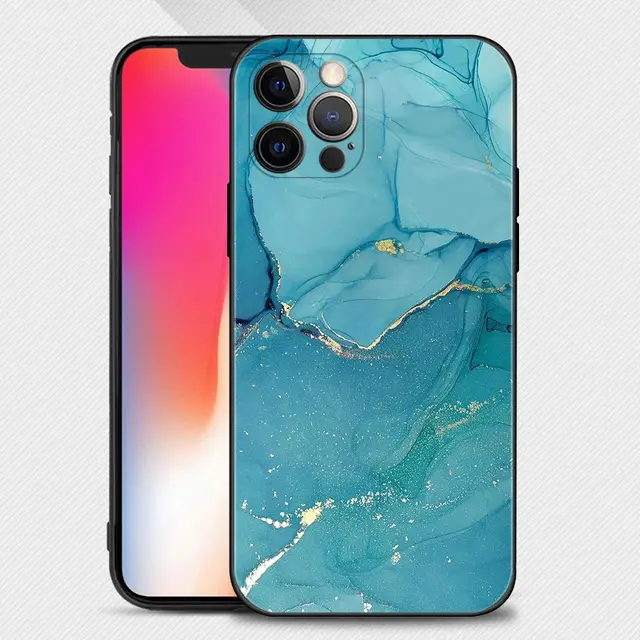 Phone Case For iPhone 13 12 11 Pro Max XS Max XR X 7 8 Plus 12 Mini 6S 5S SE 2020 Capa Black Shell Pink Gold Marble Art Fashion B05