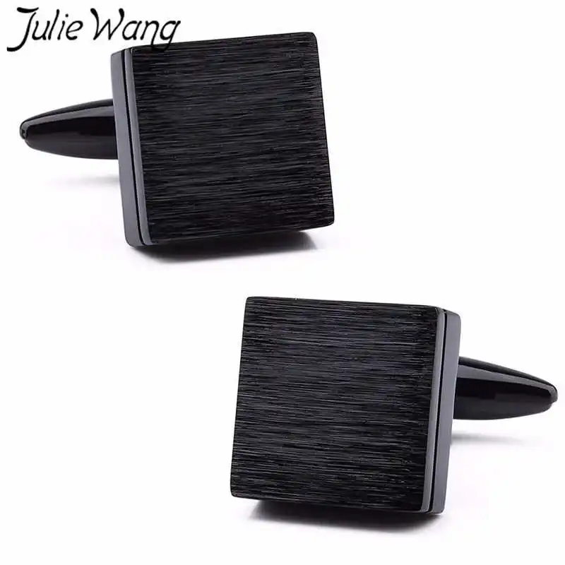 Julie Wang Черные Квадратные французские запонки мужские провода рисунок дизайн