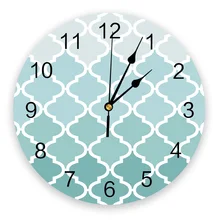 Синий зеленый градиент Ретро узор ПВХ настенные часы современный дизайн домашний Декор Спальня бесшумные Oclock Часы настенные для гостиной