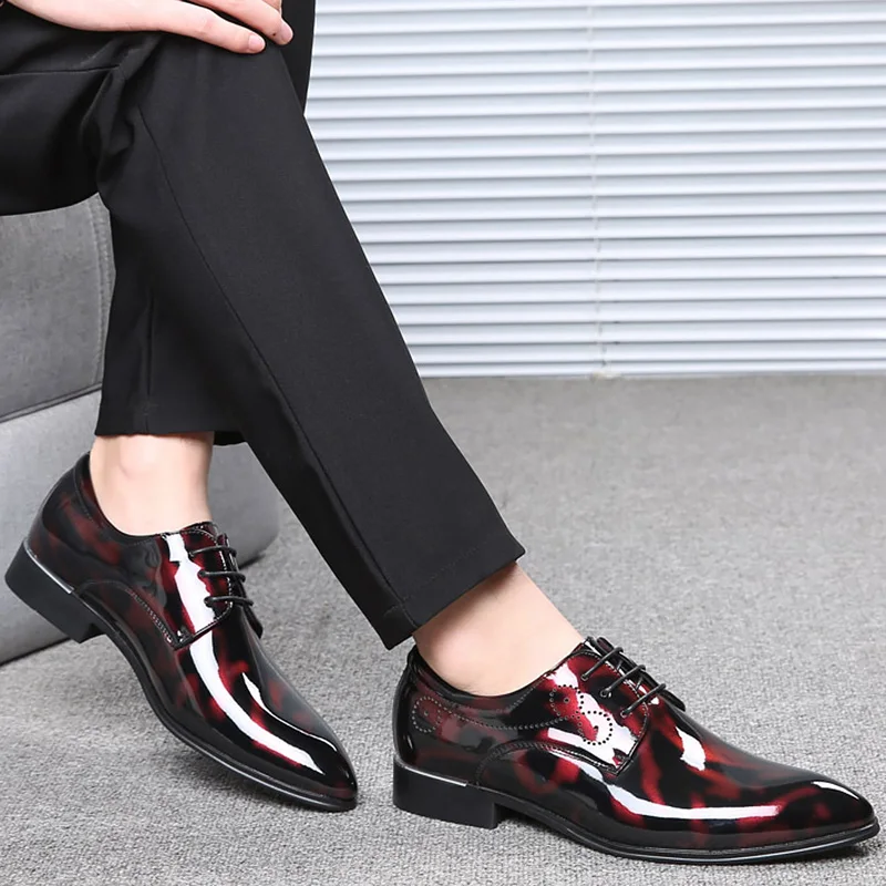 non patent leather shoes with tuxedo