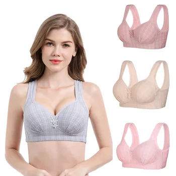 

2020 sexy plus size push up Plaid bra Back Closure Wire Free Appliques underwear women crop top seamless bras womens lengerie